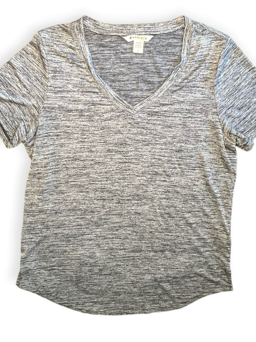 Athleta Heathered Gray V-Neck Short Sleeve Tee